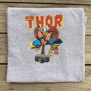 Vintage 90s 2000s Thor Marvel Comics Superhero Grey Shirt